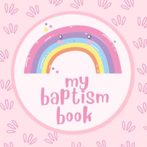 baptism memory book pink rainbow