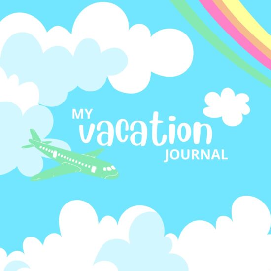 vacation journal travel log with activities and prompts rainbow